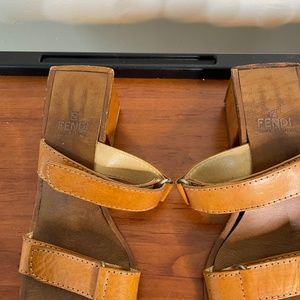 Fendi Brown Women 8M Leather Sandals